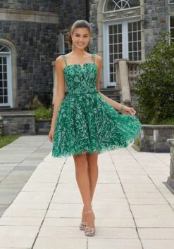 New Release 19 Mori Lee 9613 Tie Back Spaghetti Strap Short Damas Dress