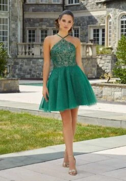 Mori Lee 9614 Cutout Back Halter Neck Short Damas Dress