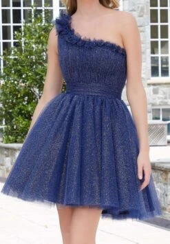 Mori Lee 9619 One Shoulder Ruched Bodice Short Damas Dress