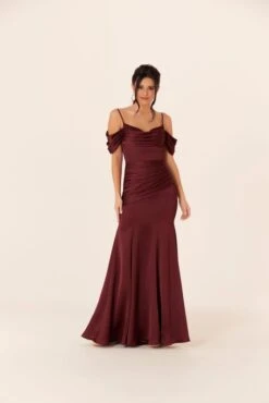 Mori Lee 21821 Cowl Neckline Cold-Shoulder Bridesmaid Dress