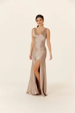 Mori Lee 21835 Tie Back Front Slit Bridesmaid Dress