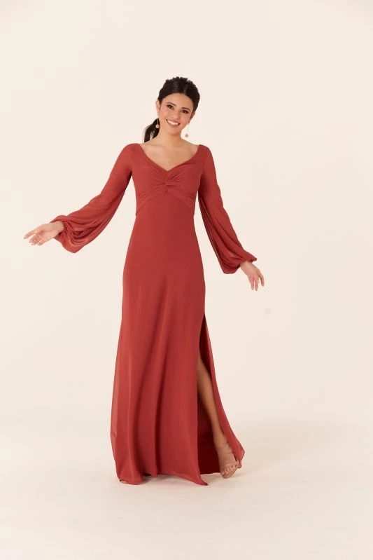 Mori Lee 21837 Bishop Sleeve Side Slit Bridesmaid Dress 1 Mori Lee 21837 Bishop Sleeve Side Slit Bridesmaid Dress