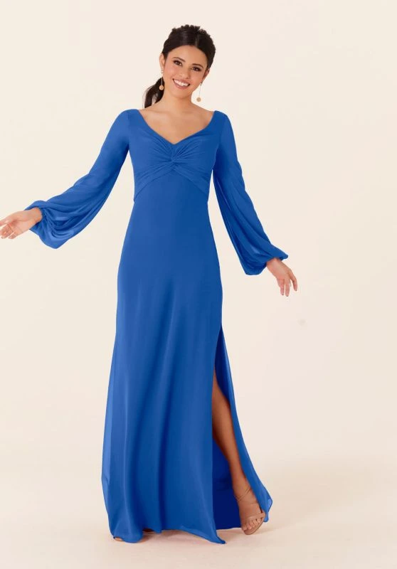Mori Lee 21837 Bishop Sleeve Side Slit Bridesmaid Dress 4 Mori Lee 21837 Bishop Sleeve Side Slit Bridesmaid Dress - Image 4