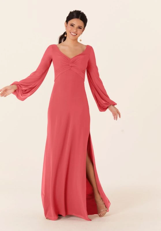 Mori Lee 21837 Bishop Sleeve Side Slit Bridesmaid Dress 7 Mori Lee 21837 Bishop Sleeve Side Slit Bridesmaid Dress - Image 7