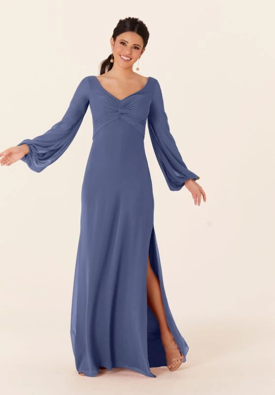 Mori Lee 21837 Bishop Sleeve Side Slit Bridesmaid Dress 8 Mori Lee 21837 Bishop Sleeve Side Slit Bridesmaid Dress - Image 8