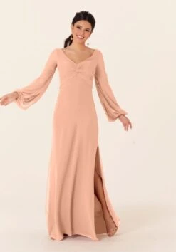 Mori Lee 21837 Bishop Sleeve Side Slit Bridesmaid Dress 38 Mori Lee 21837 Bishop Sleeve Side Slit Bridesmaid Dress -Fashion wedding dress mrlbm f23 21837 19