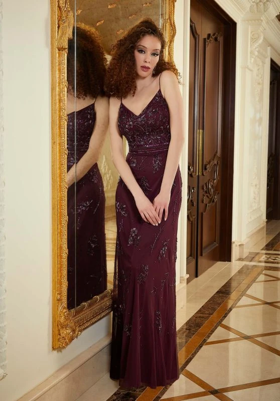 Mori Lee 72807 Floral Beadwork Spaghetti Strap Dress 5 Mori Lee 72807 Floral Beadwork Spaghetti Strap Dress - Image 5