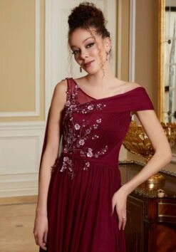 Mori Lee 72817 Asymmetric Neckline Shoulder Cape Dress