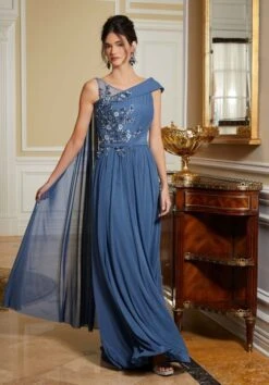 Mori Lee 72817 Asymmetric Neckline Shoulder Cape Dress -Fashion wedding dress mrlme f23 72817 04