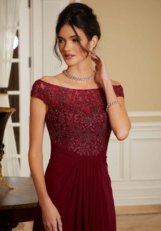 Mori Lee 72823 Drape Skirt Embroidered Bodice Dress 2 Mori Lee 72823 Drape Skirt Embroidered Bodice Dress - Image 2