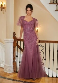 Mori Lee 72831 Back Slit Queen Anne Neckline Dress -Fashion wedding dress mrlme f23 72831 04