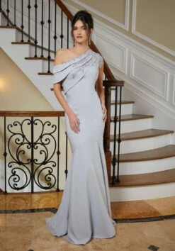 Mori Lee 72832 Asymmetric Neckline Trumpet Silhouette Dress