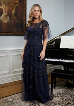 Mori Lee 72837 Sheer Neckline Floral Dress