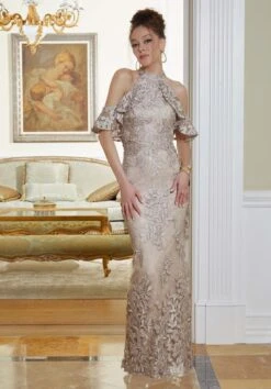 Mori Lee 72838 Halter Neck Cold Shoulder Dress