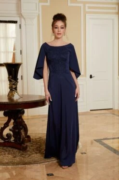 Mori Lee 72829 Hanging Sleeve Scoop Neck Dress