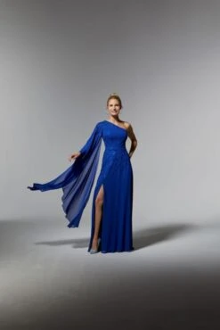 Mori Lee 72904 One-Shoulder Angel Sleeve Dress