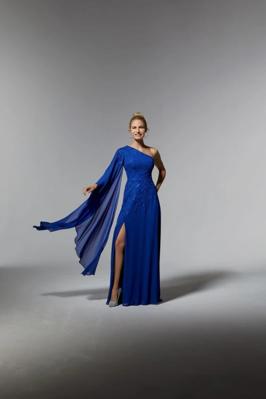 Mori Lee 72904 One-Shoulder Angel Sleeve Dress 1 Mori Lee 72904 One-Shoulder Angel Sleeve Dress