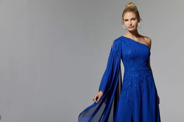 Mori Lee 72904 One-Shoulder Angel Sleeve Dress 2 Mori Lee 72904 One-Shoulder Angel Sleeve Dress - Image 2