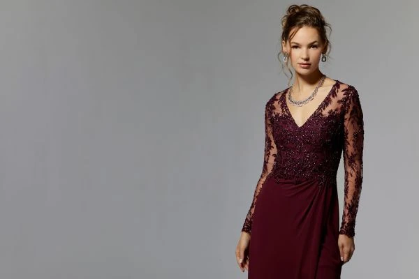 Mori Lee 72906 Illusion V-Neck Long Sleeve Dress 2 Mori Lee 72906 Illusion V-Neck Long Sleeve Dress - Image 2