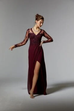 Mori Lee 72906 Illusion V-Neck Long Sleeve Dress 9 Mori Lee 72906 Illusion V-Neck Long Sleeve Dress -Fashion wedding dress mrlme s24 72906 04