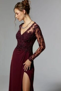 Mori Lee 72906 Illusion V-Neck Long Sleeve Dress 10 Mori Lee 72906 Illusion V-Neck Long Sleeve Dress -Fashion wedding dress mrlme s24 72906 05