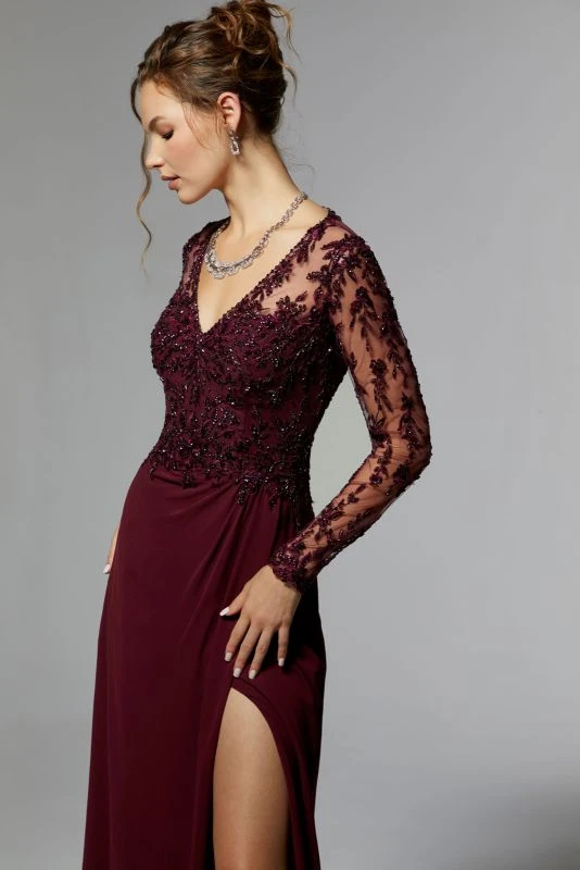 Mori Lee 72906 Illusion V-Neck Long Sleeve Dress 5 Mori Lee 72906 Illusion V-Neck Long Sleeve Dress - Image 5