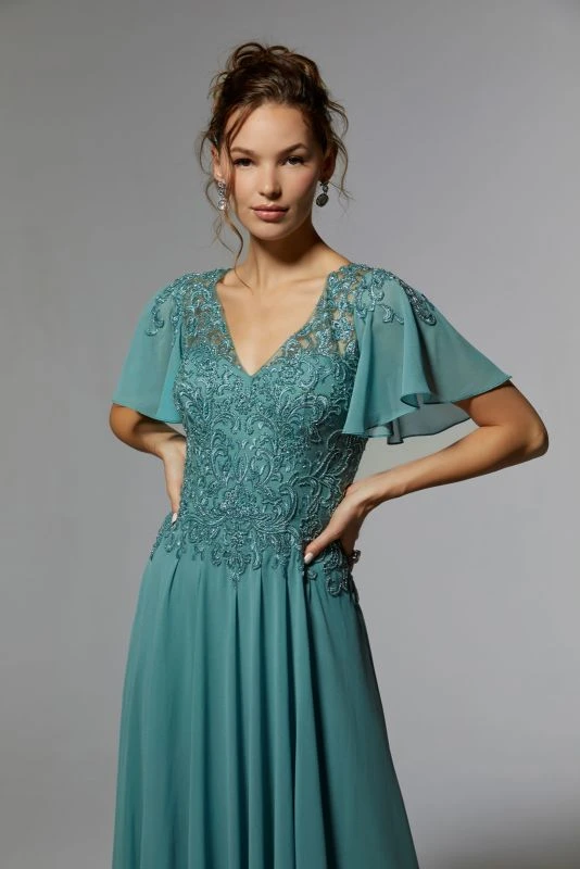 Mori Lee 72908 V-Neck Flutter Sleeve Dress 2 Mori Lee 72908 V-Neck Flutter Sleeve Dress - Image 2