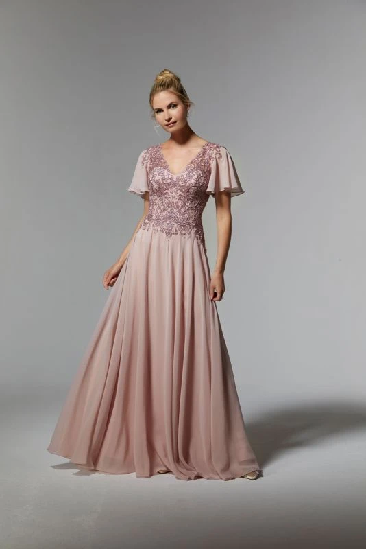 Mori Lee 72908 V-Neck Flutter Sleeve Dress 4 Mori Lee 72908 V-Neck Flutter Sleeve Dress - Image 4