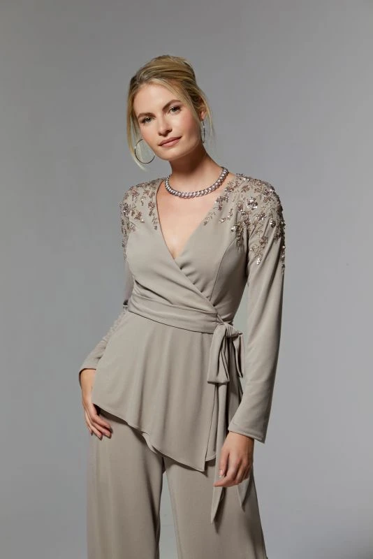 Mori Lee 72911 Peplum Wrap-Style Top Formal Pant Suit 2 Mori Lee 72911 Peplum Wrap-Style Top Formal Pant Suit - Image 2