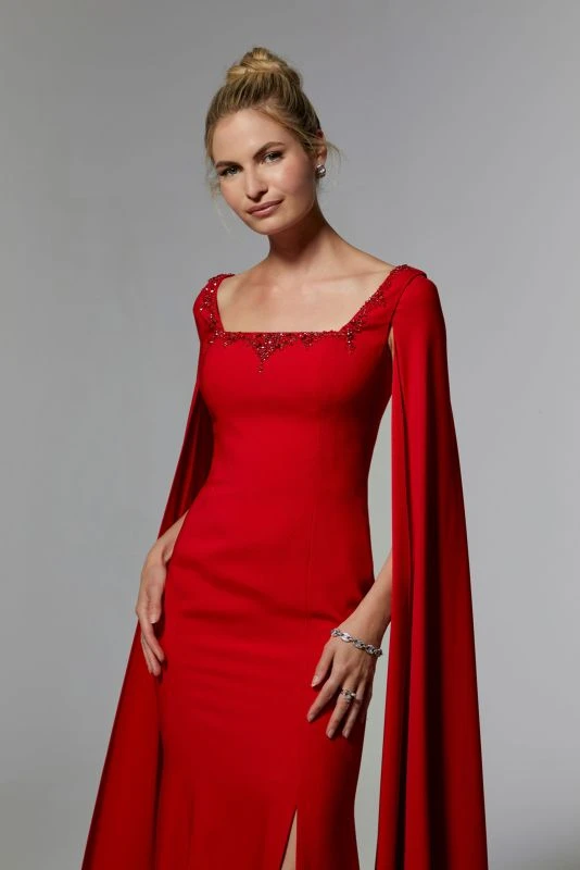 Mori Lee 72915 Square Neck Cape Sleeve Dress 2 Mori Lee 72915 Square Neck Cape Sleeve Dress - Image 2