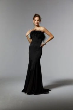 Mori Lee 72923 Feather Straight Neck Dress