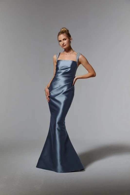 Mori Lee 72925 Satin Square Neck Draped Bodice Dress 1 Mori Lee 72925 Satin Square Neck Draped Bodice Dress
