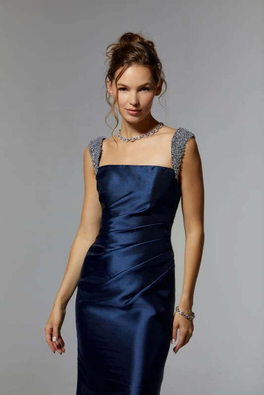 Mori Lee 72925 Satin Square Neck Draped Bodice Dress 5 Mori Lee 72925 Satin Square Neck Draped Bodice Dress - Image 5