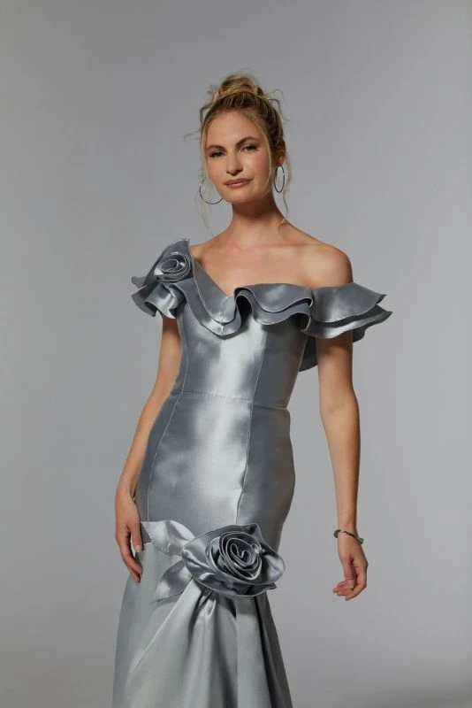 Mori Lee 72928 Flounce Neck Floral Appliques Dress 2 Mori Lee 72928 Flounce Neck Floral Appliques Dress - Image 2