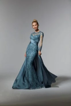 Mori Lee 72937 Illusion Neck Keyhole Back Dress